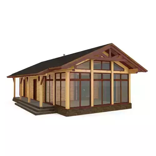 Wooden house with a bath