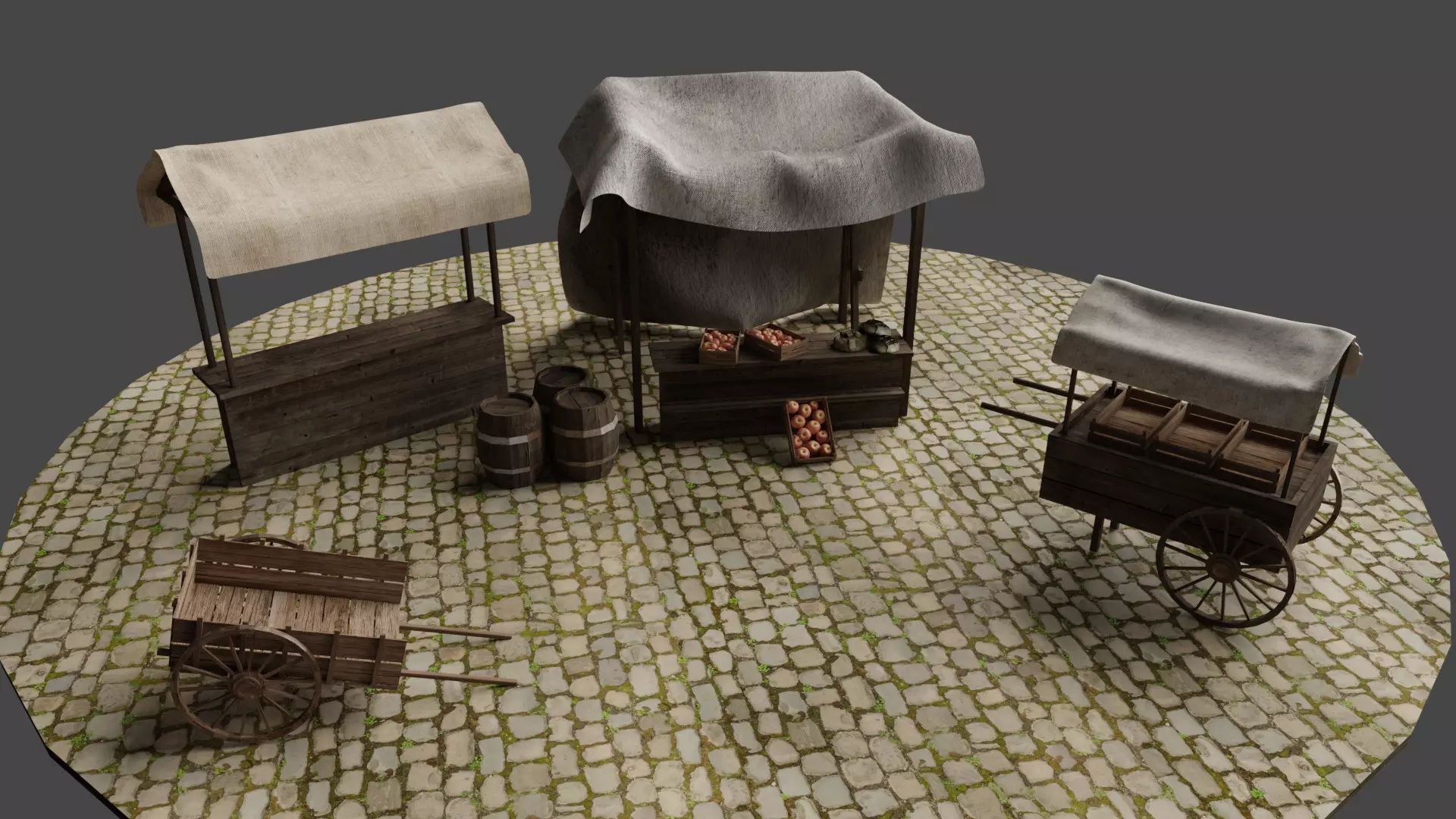 Medieval Marketplace 3D model_0