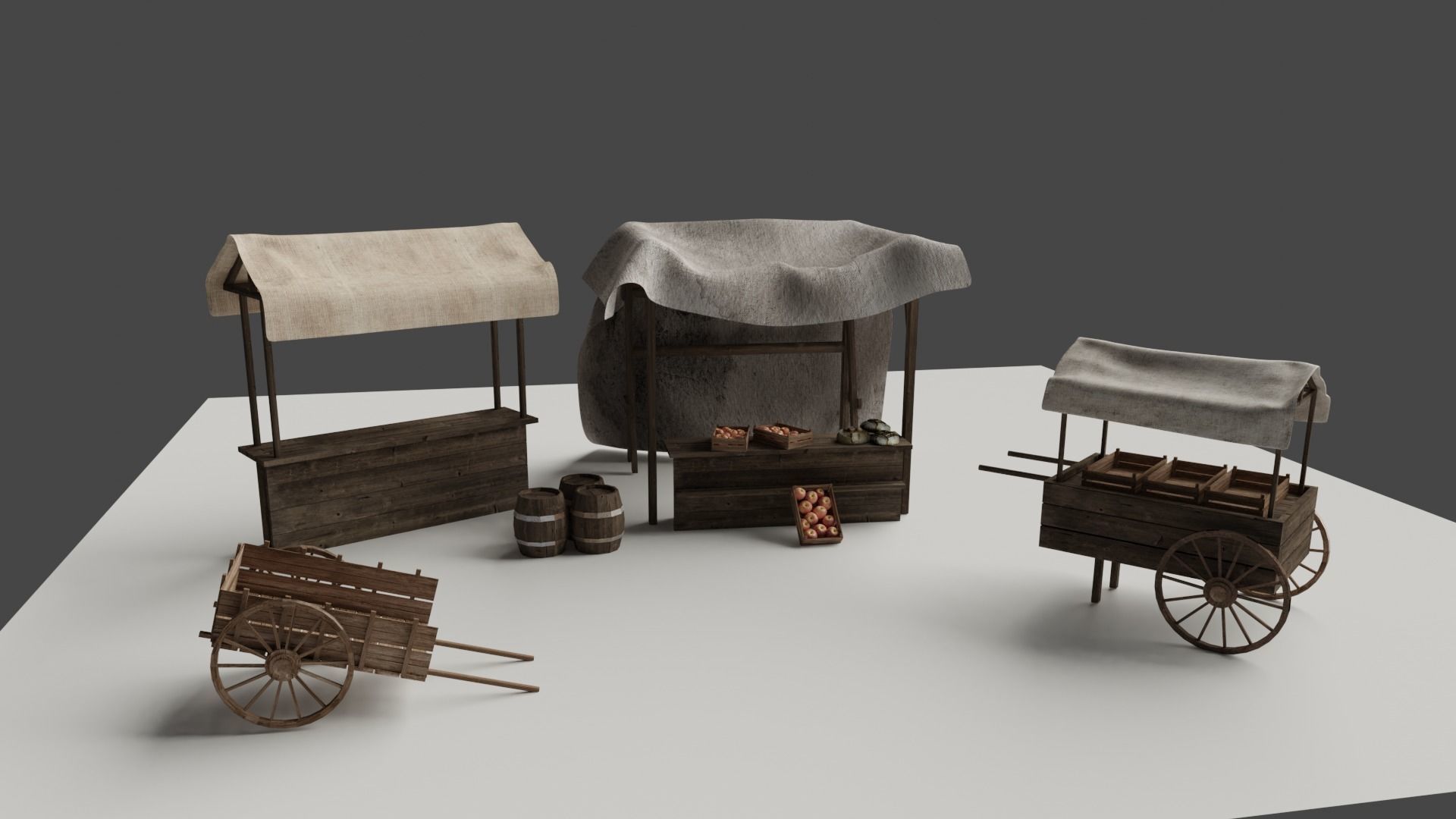 Medieval Marketplace 3D model_2