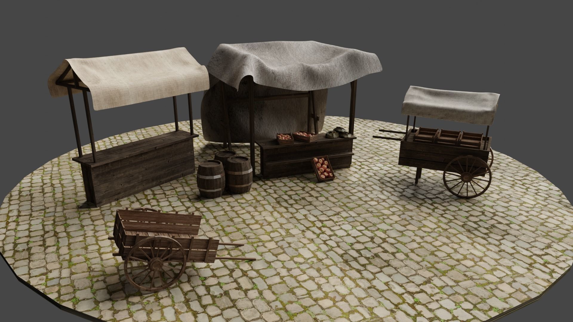 Medieval Marketplace 3D model_1
