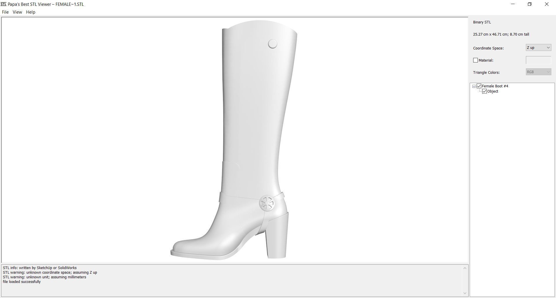 Boot - Female 3D print model_3