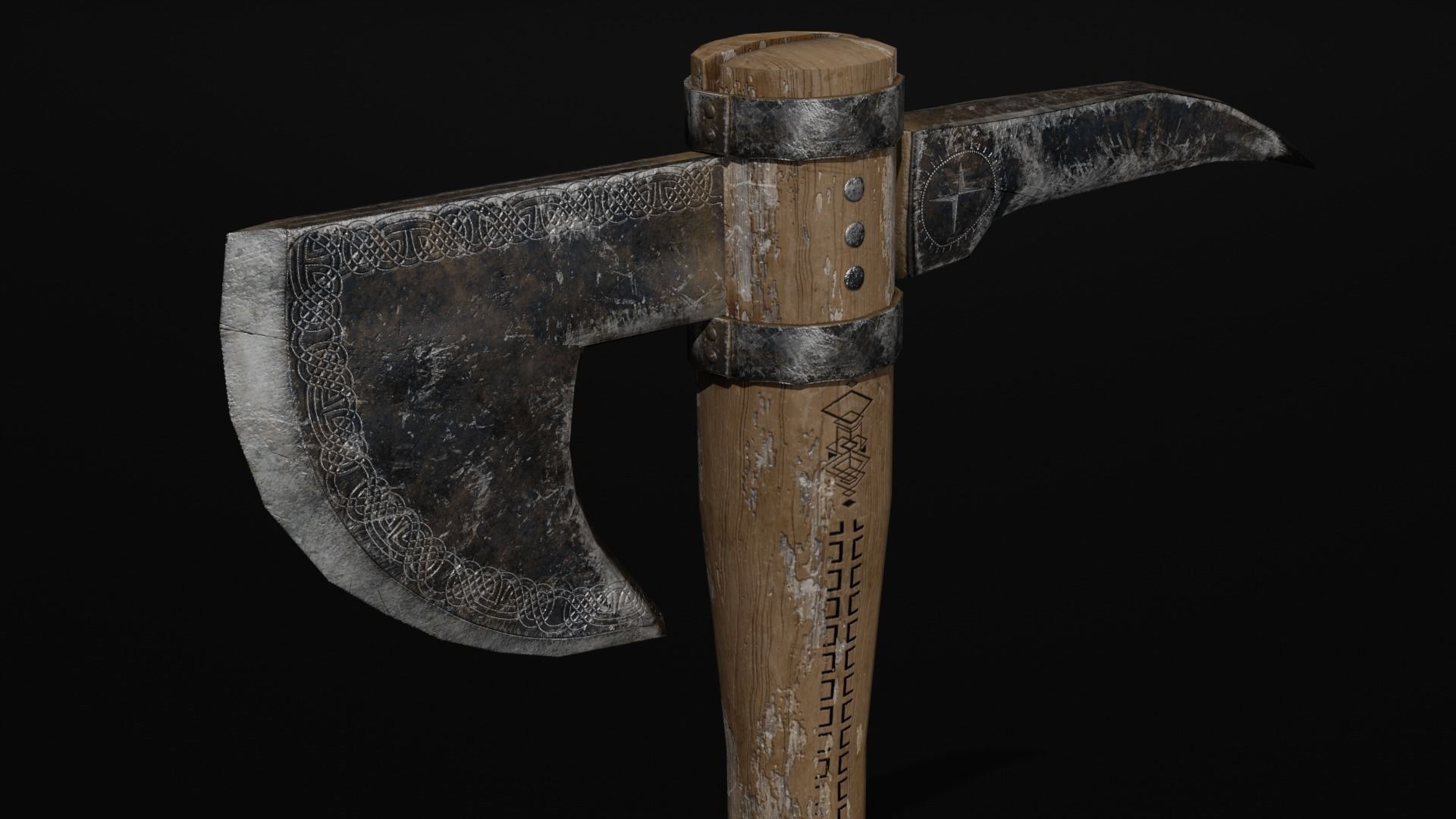 Unique Axe-Shield Low-poly 3D model_5