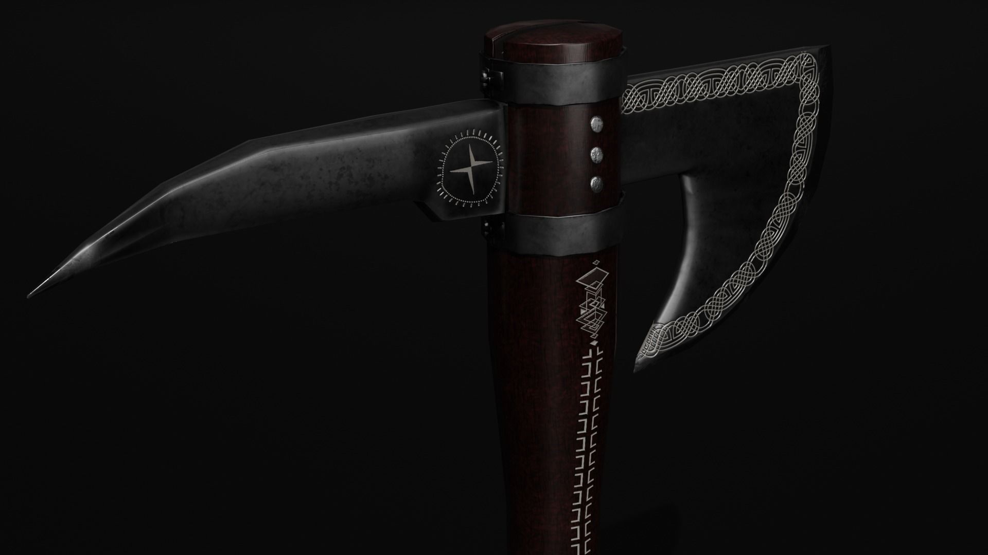 Unique Axe-Shield Low-poly 3D model_11