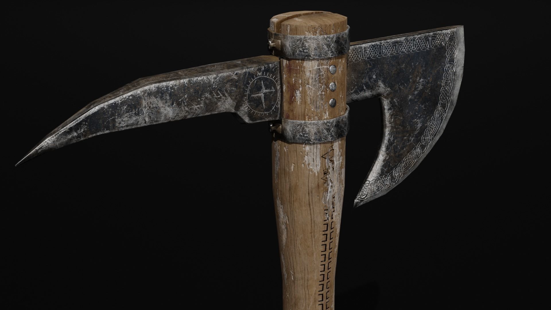 Unique Axe-Shield Low-poly 3D model_9