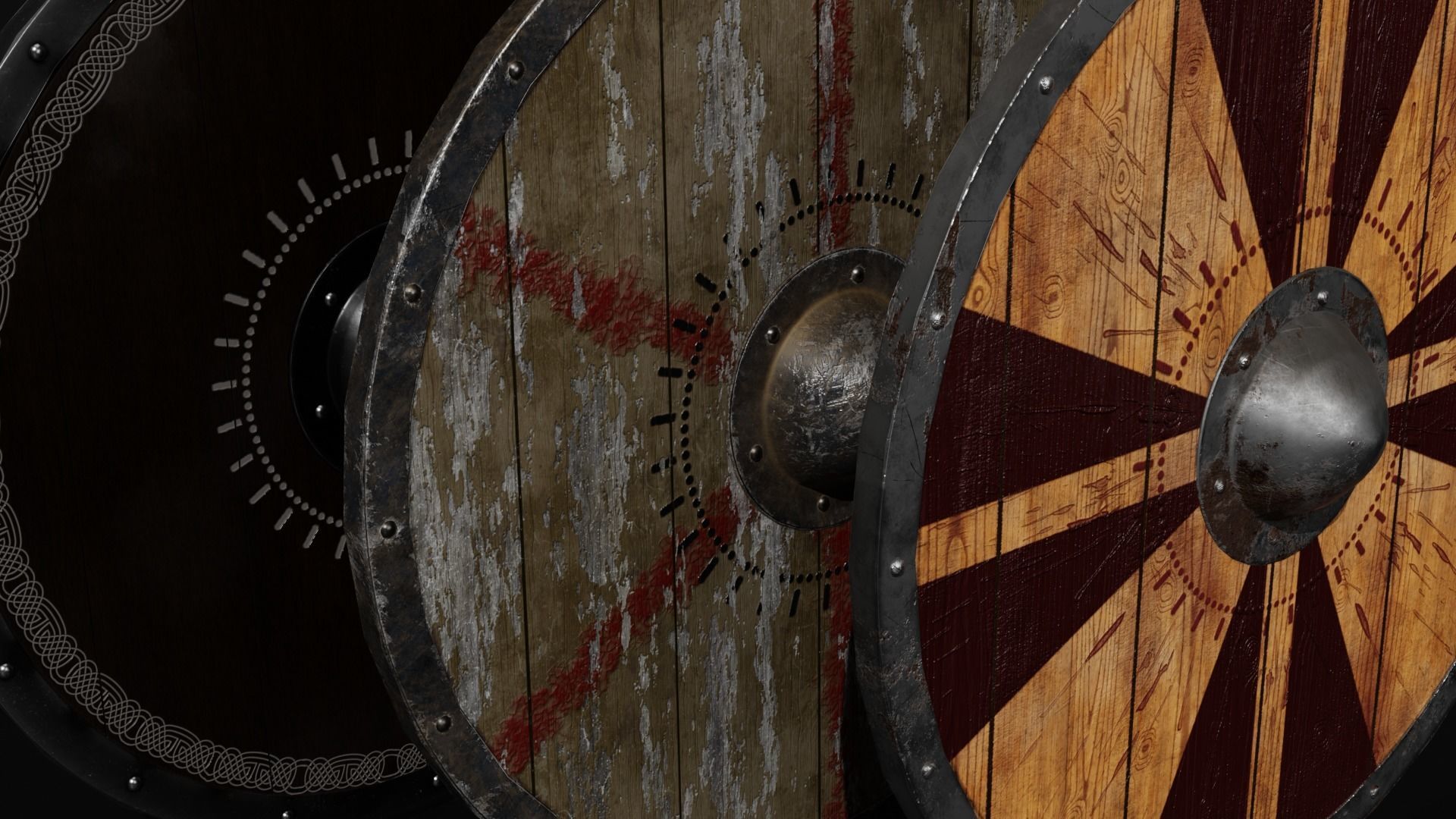 Unique Axe-Shield Low-poly 3D model_4