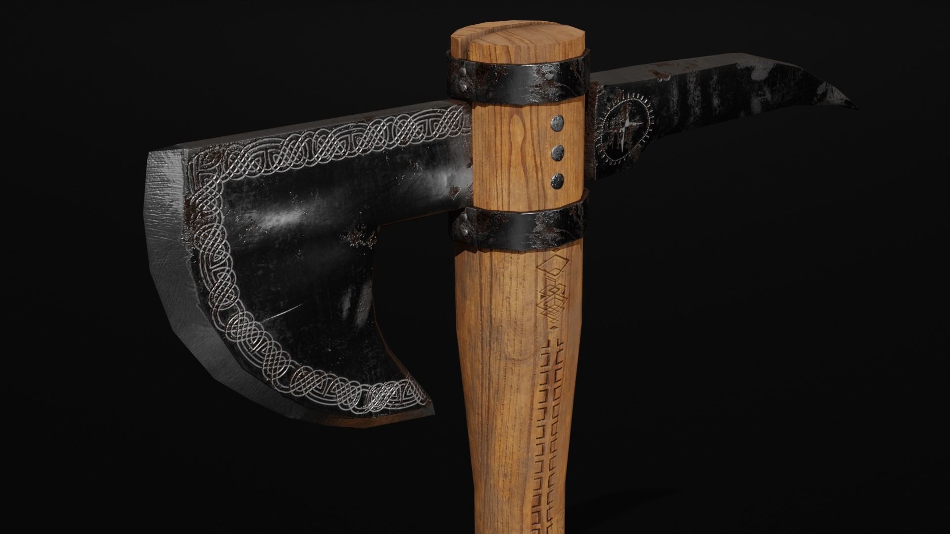 Unique Axe-Shield Low-poly 3D model_6