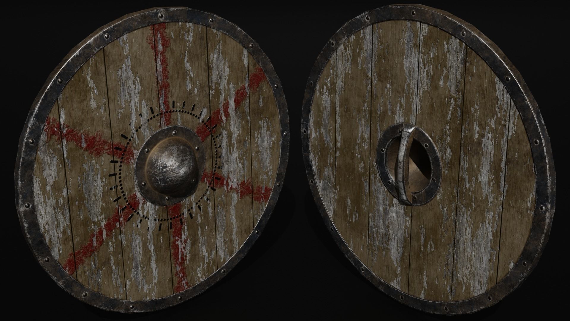 Unique Axe-Shield Low-poly 3D model_14