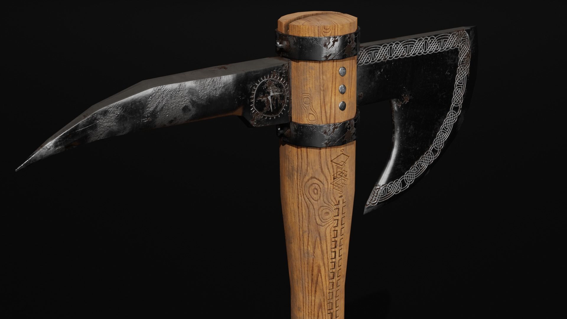 Unique Axe-Shield Low-poly 3D model_10