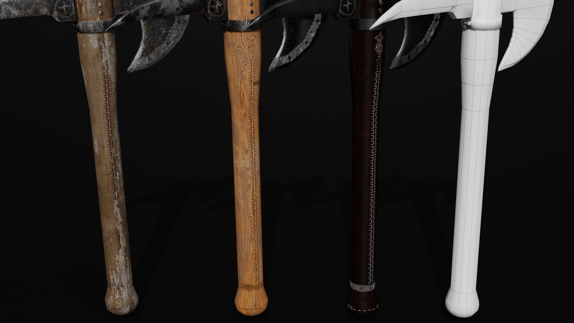Unique Axe-Shield Low-poly 3D model_13