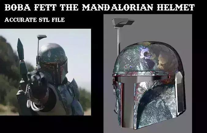 Boba Fett The Mandalorian Series Accurate Helmet STL 3D model