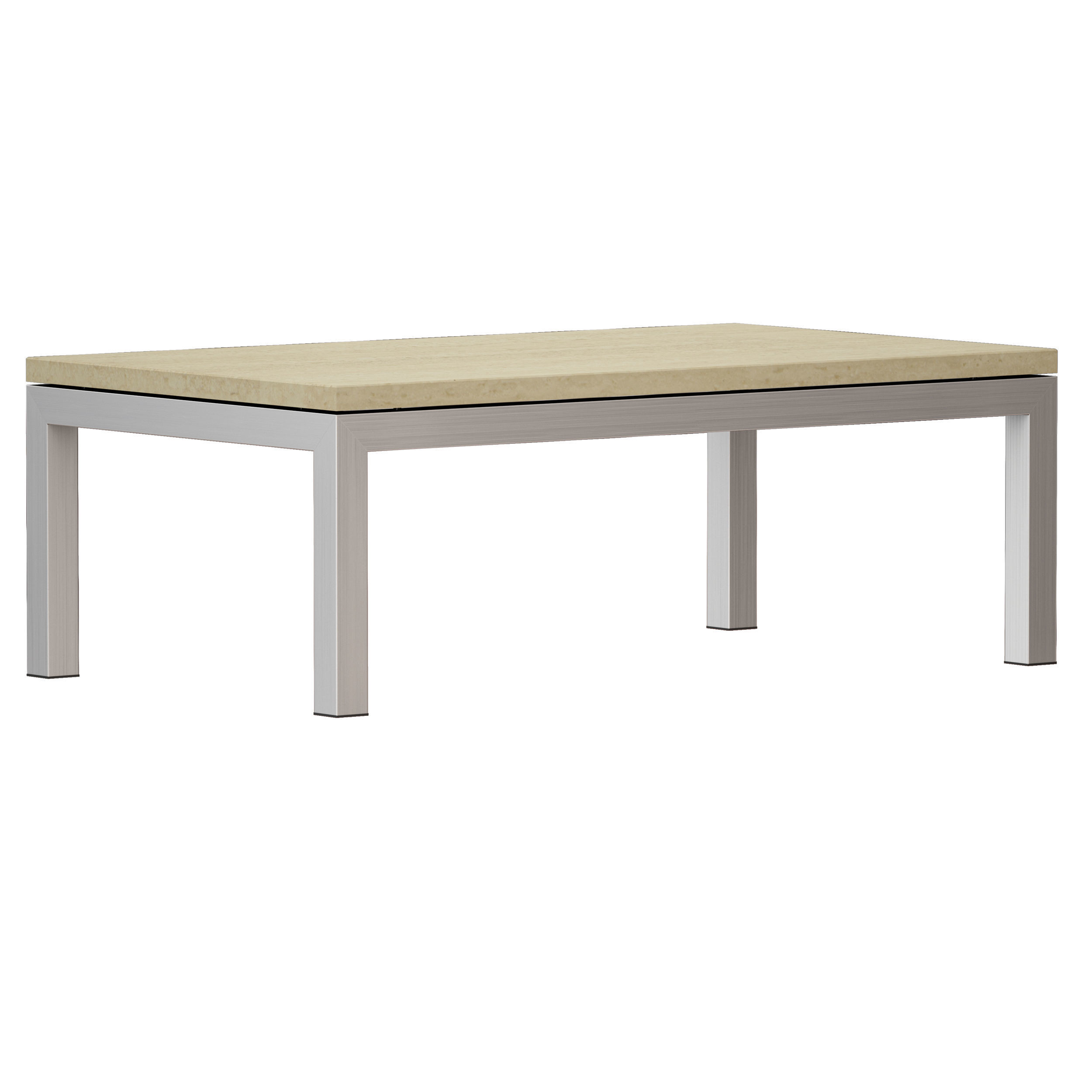Parsons Travertine Stainless Steel Rectangular Coffee Table 3D model_2