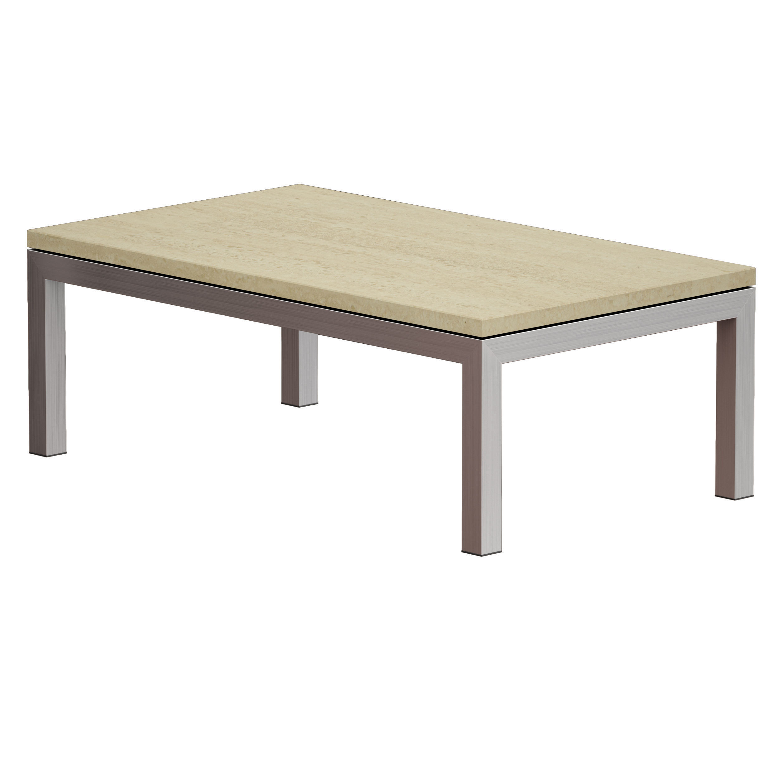 Parsons Travertine Stainless Steel Rectangular Coffee Table 3D model_5