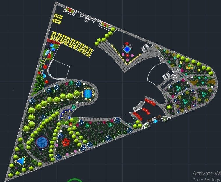 Museum garden with palm trees and shrubs 3D model_25