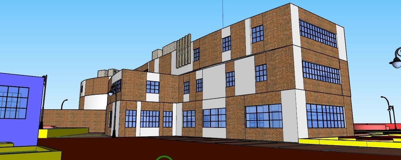 Museum garden with palm trees and shrubs 3D model_20