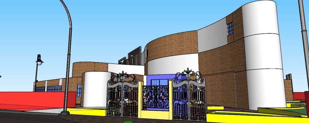 Museum garden with palm trees and shrubs 3D model_21