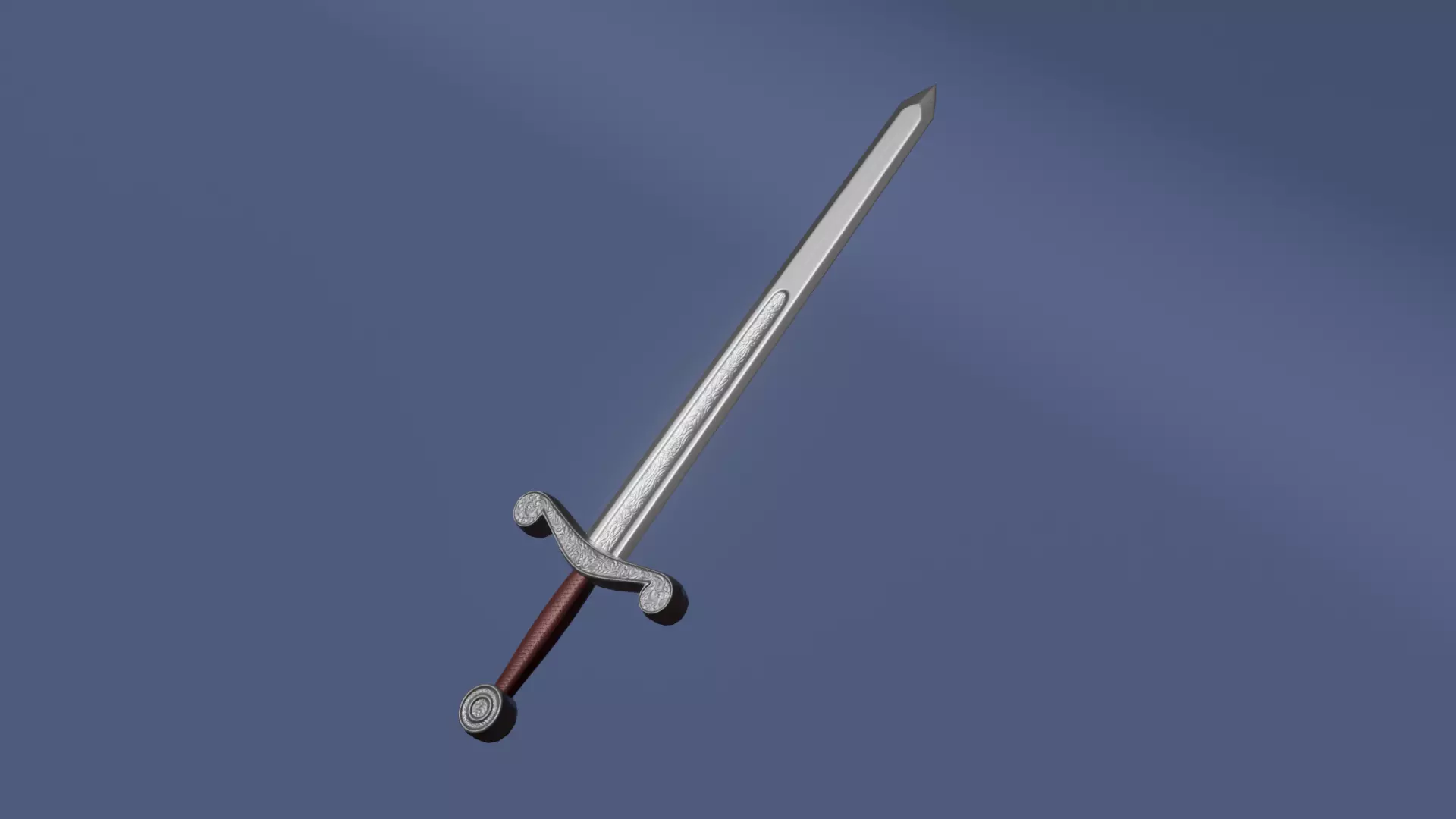 Classic Sword Low-poly 3D model_0