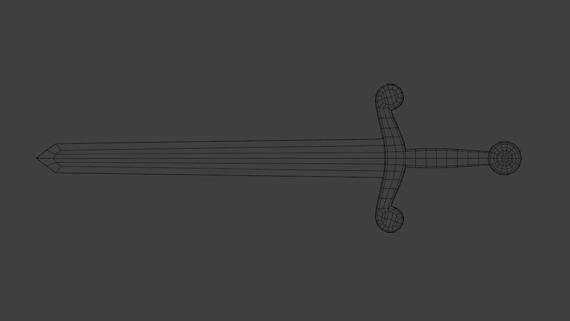 Classic Sword Low-poly 3D model_4