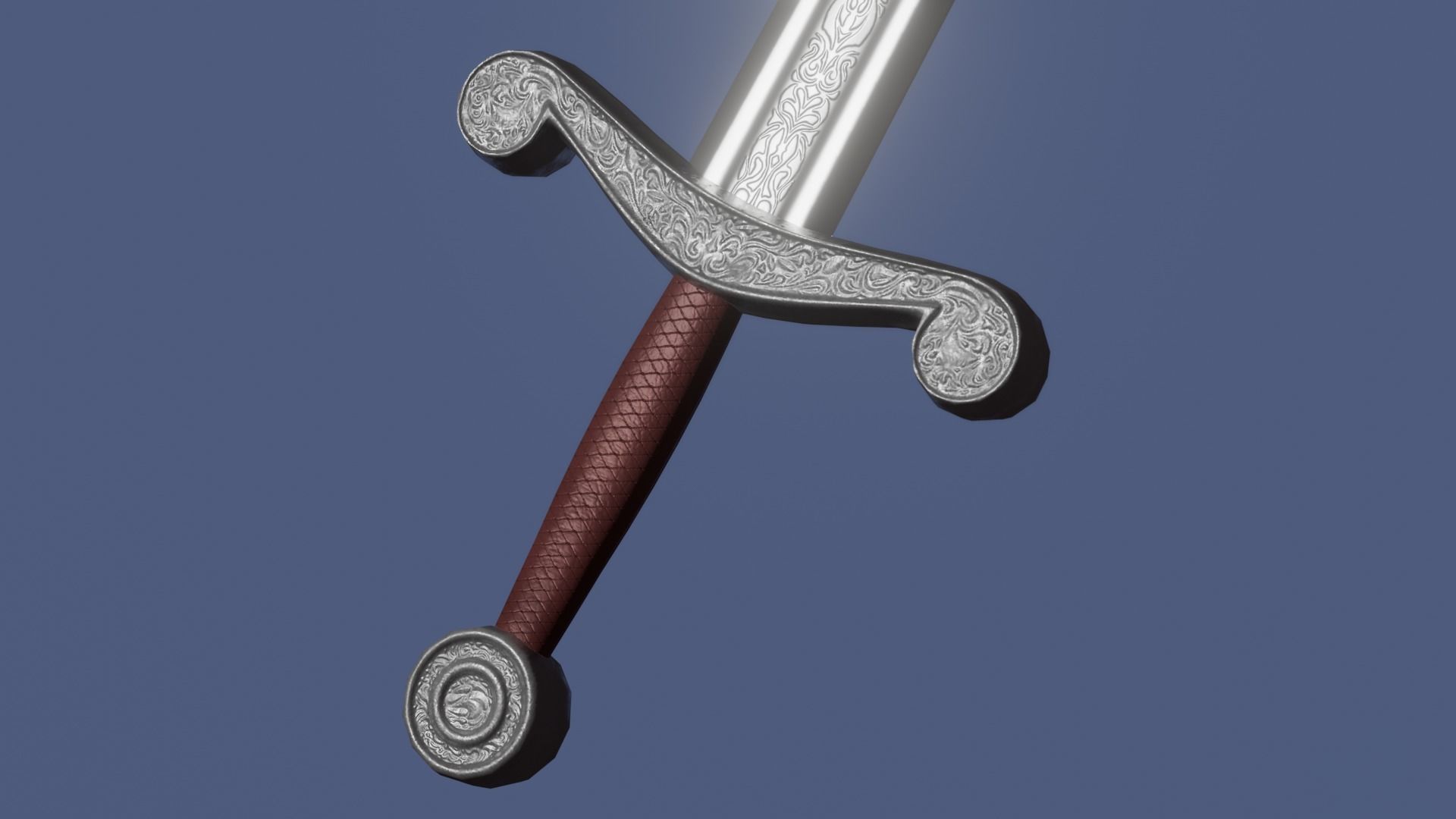 Classic Sword Low-poly 3D model_1