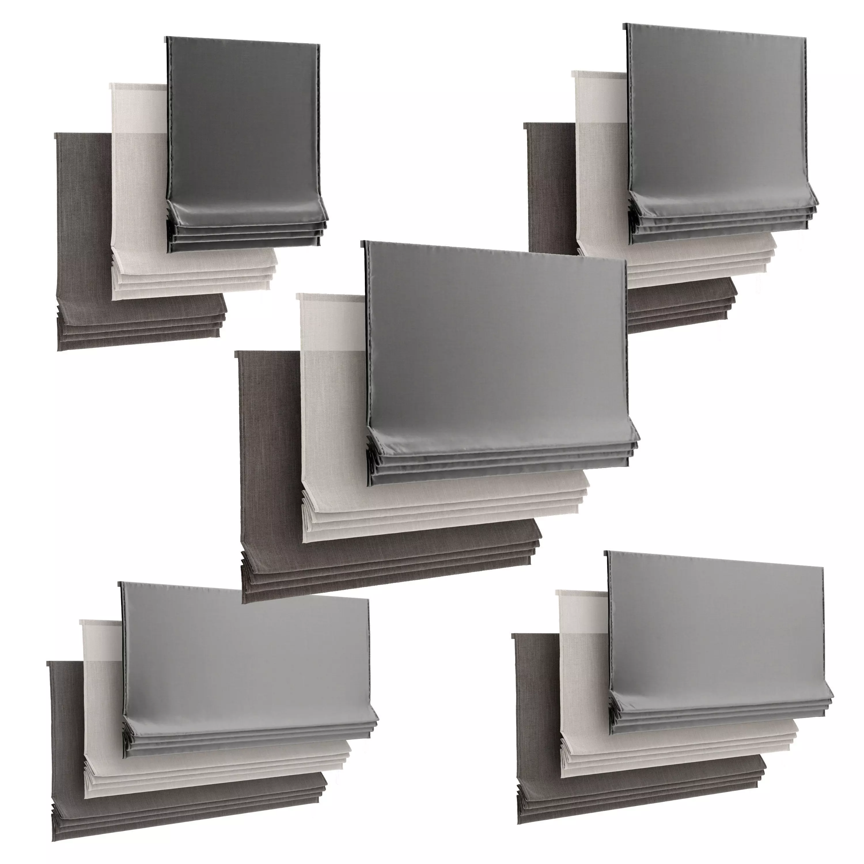 RH Flat romain shade collection 3D model_0