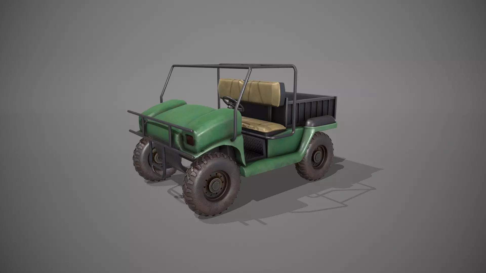 Stylized Green Golf Cart Low-poly 3D model