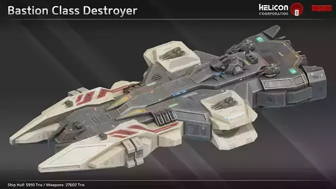 Bastion Class Destroyer Low-poly 3D model