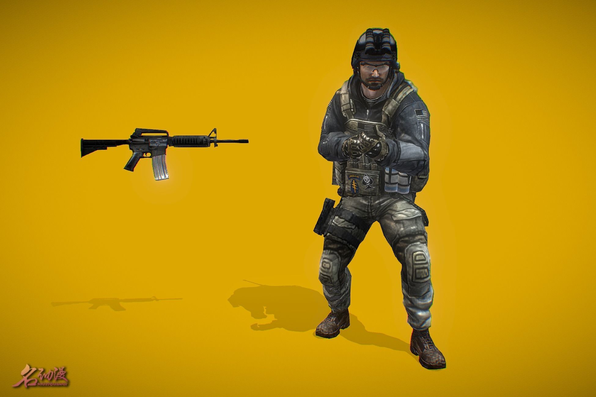 Battle Royale Soldier 2 Low-poly 3D model_1