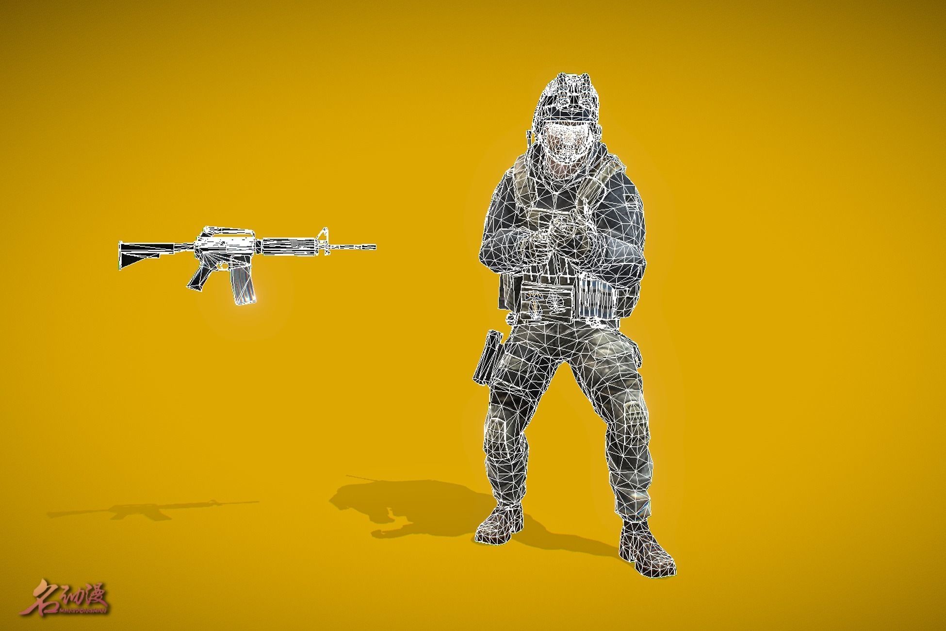 Battle Royale Soldier 2 Low-poly 3D model_5