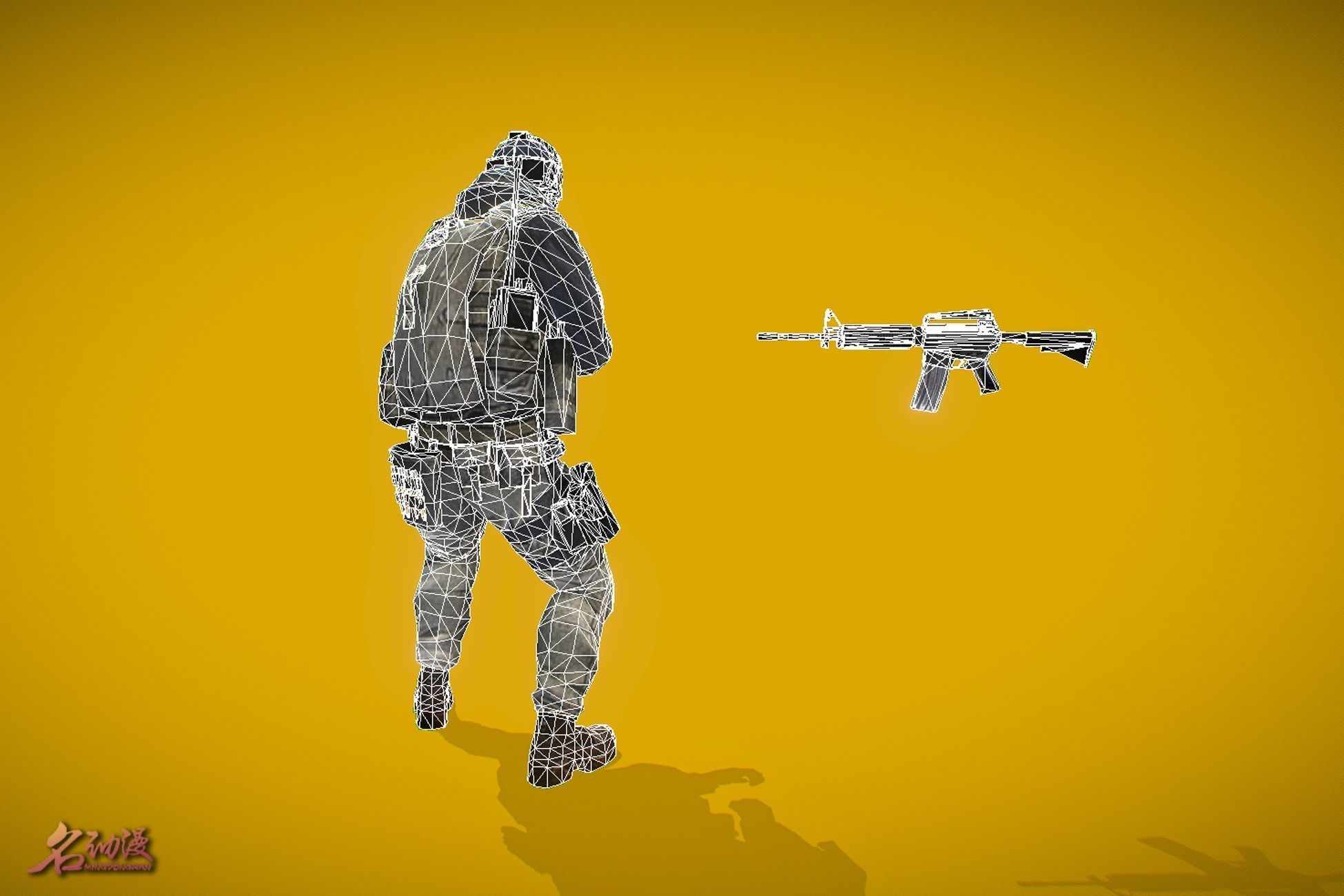 Battle Royale Soldier 2 Low-poly 3D model_6