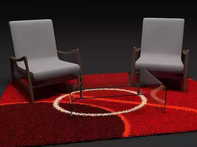 tow chairs mixte wood and clothe