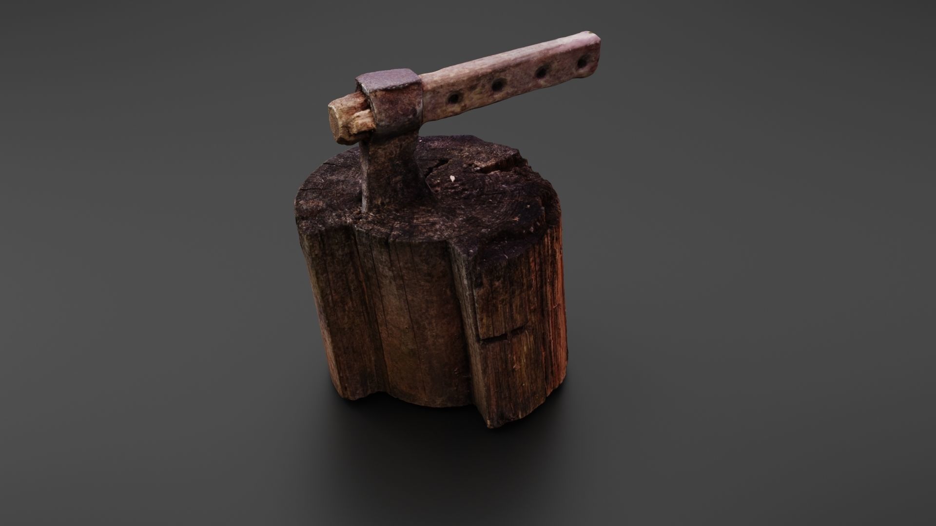 Tree stump with axe 3D model_13