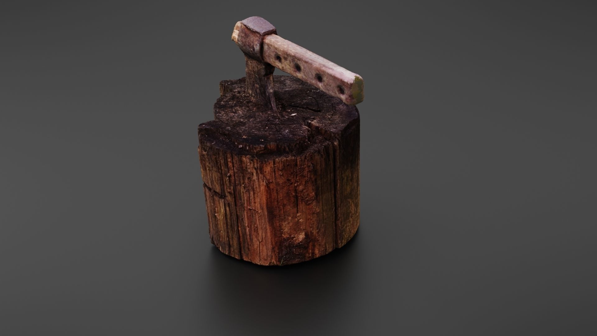 Tree stump with axe 3D model_10