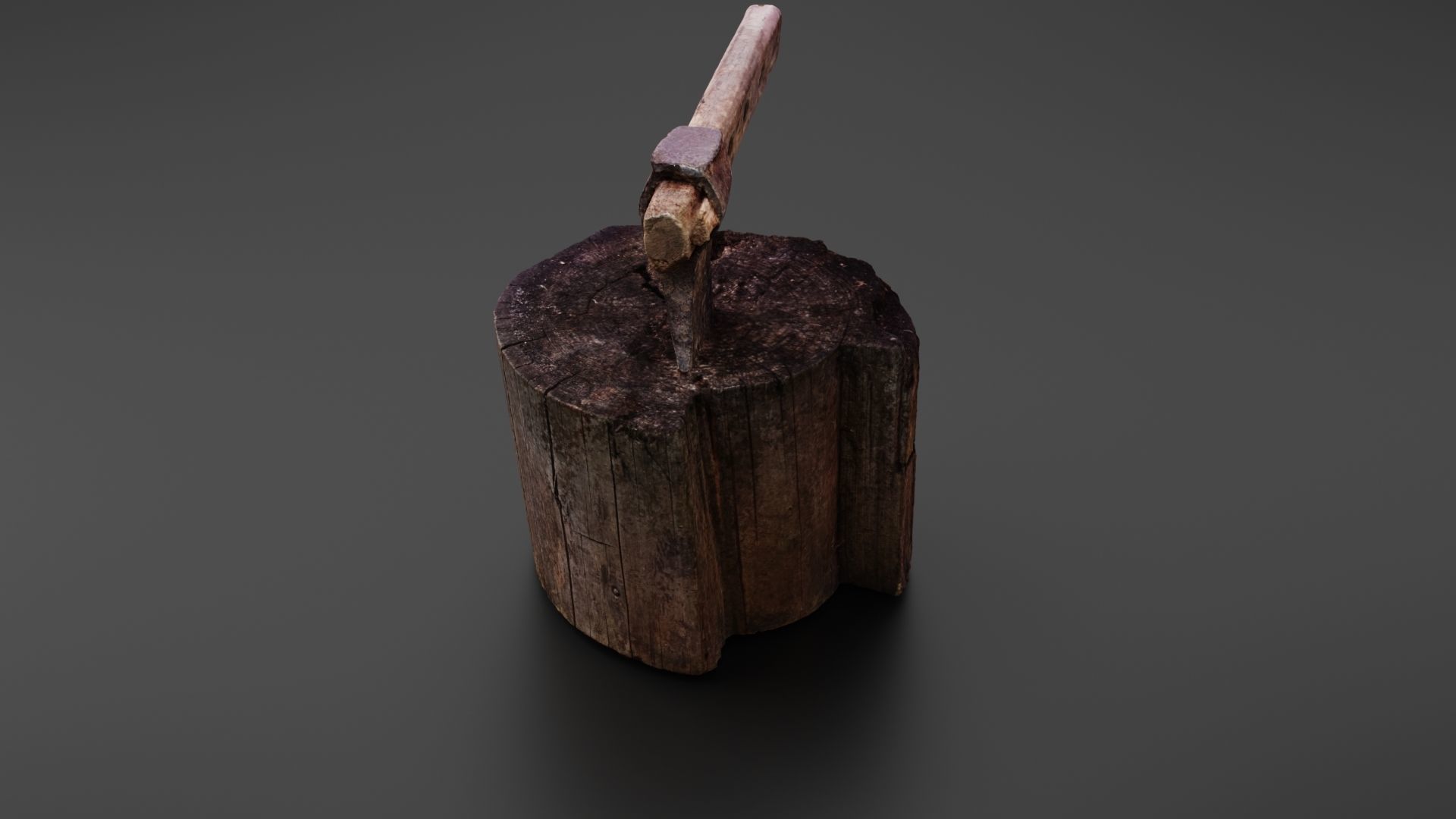Tree stump with axe 3D model_15