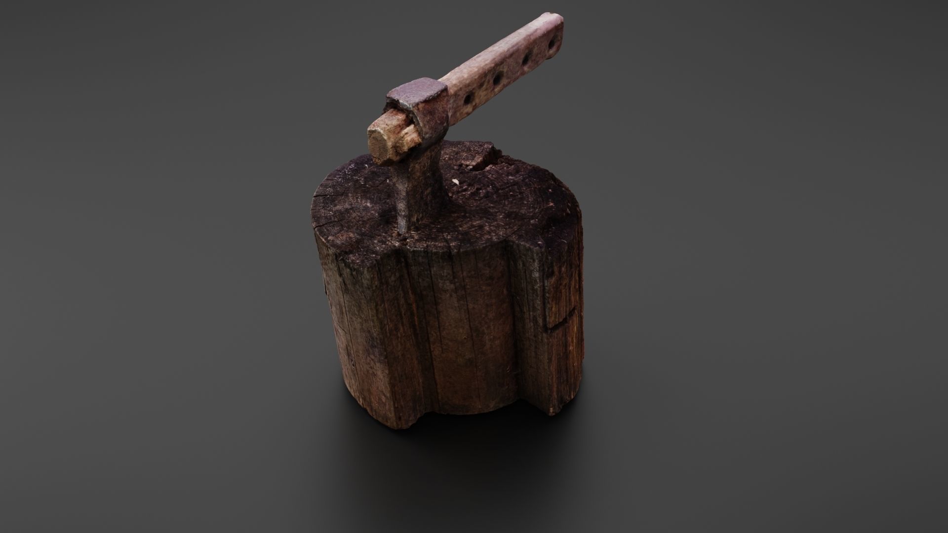 Tree stump with axe 3D model_14