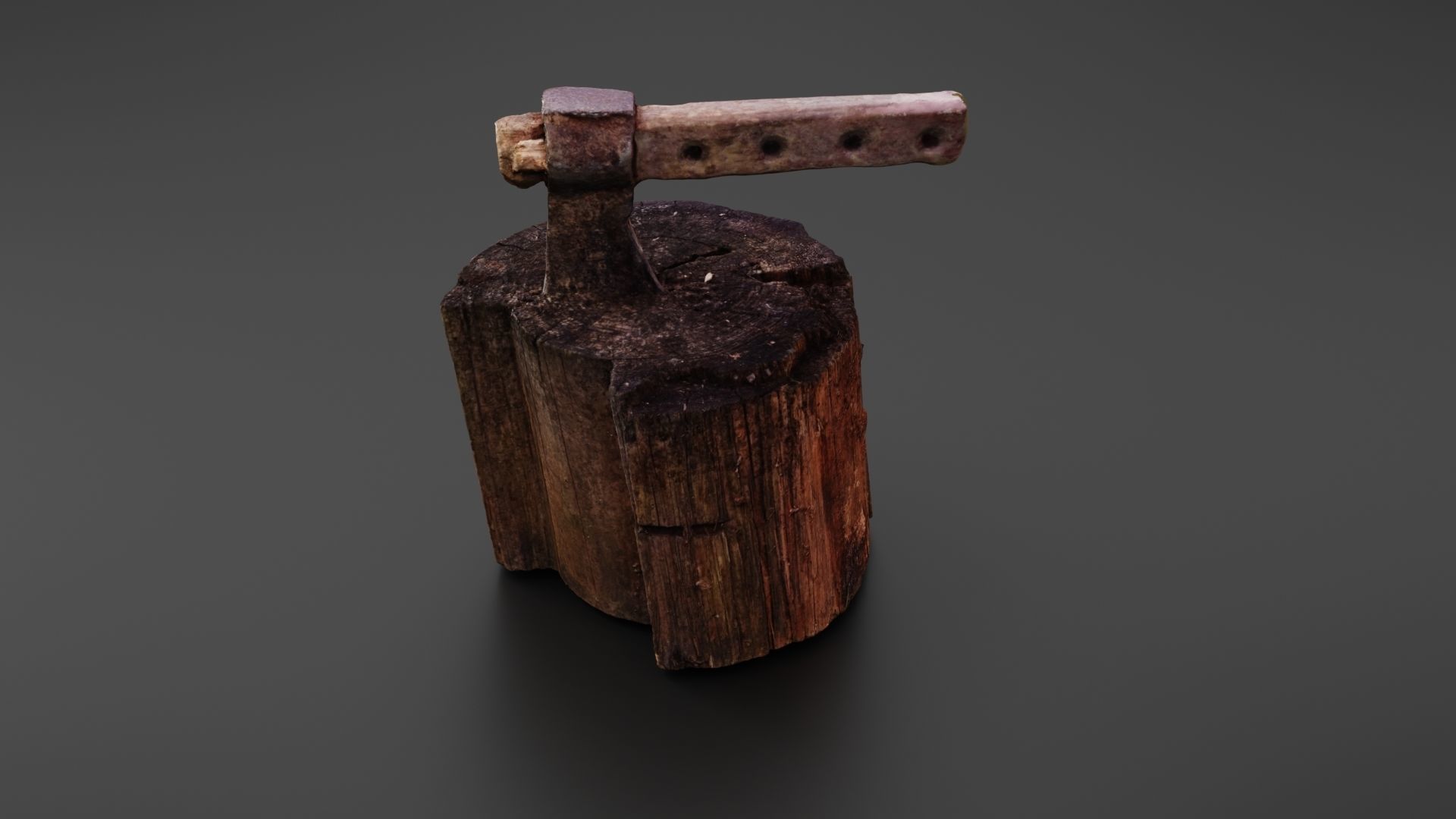 Tree stump with axe 3D model_12