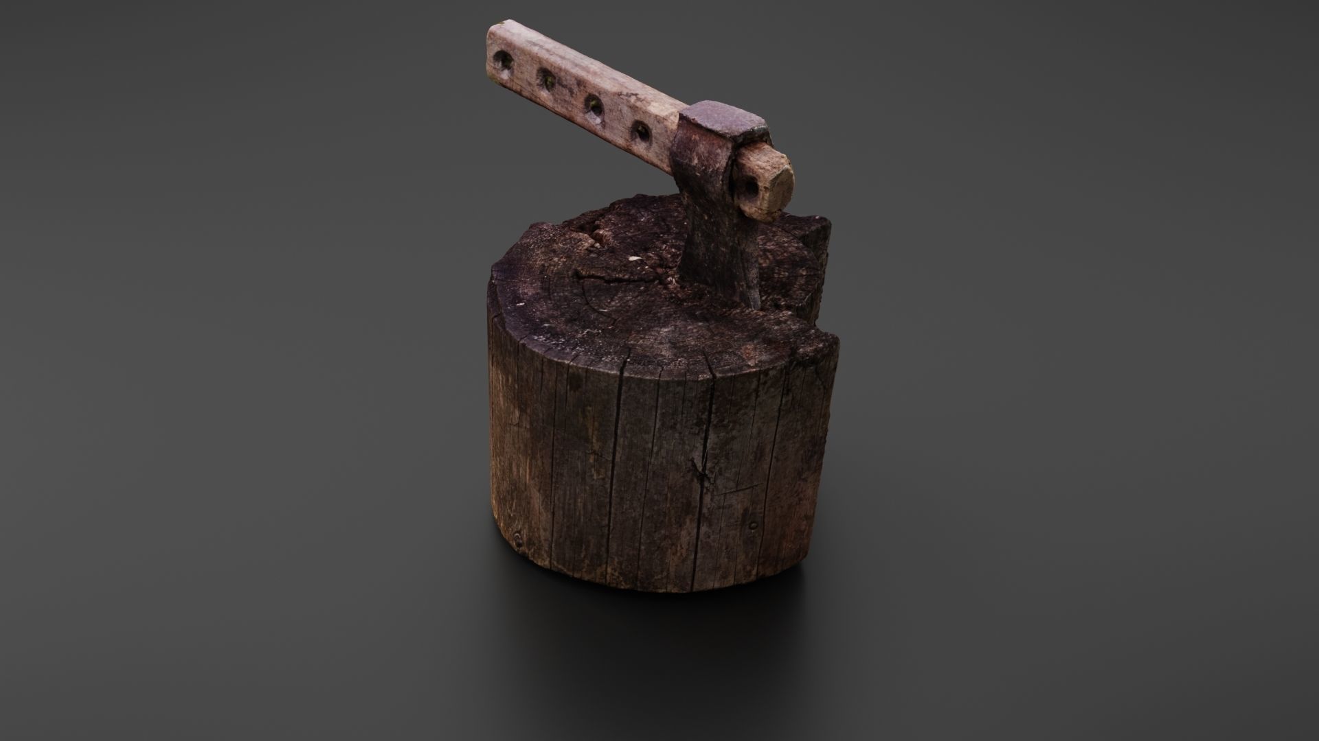 Tree stump with axe 3D model_18