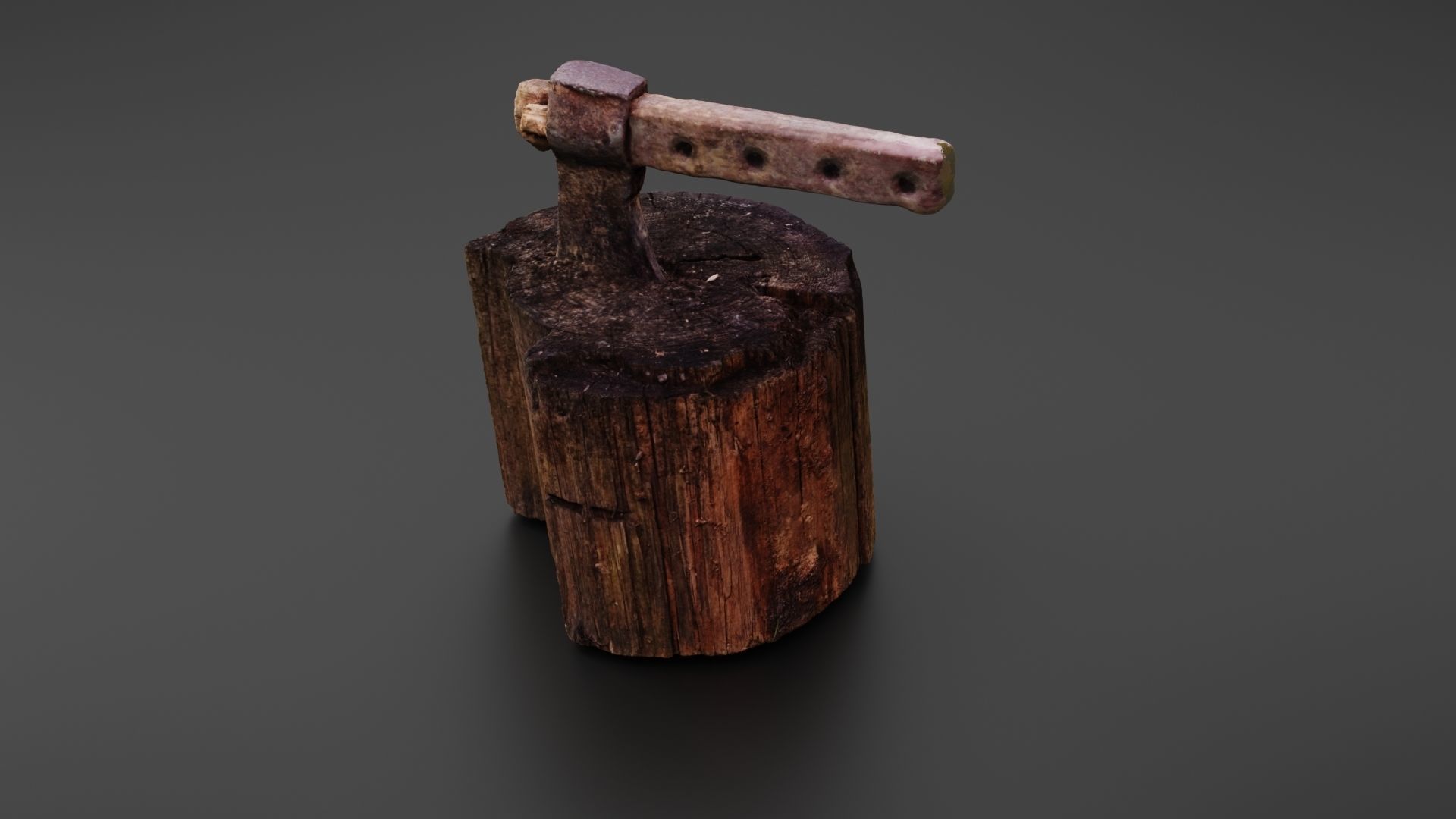Tree stump with axe 3D model_11