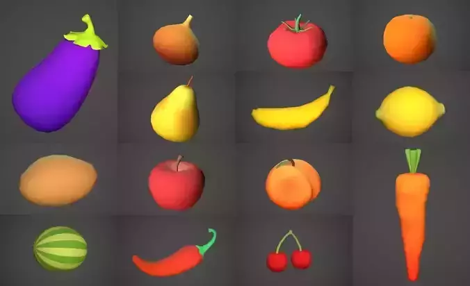 Fruits and Vegetables Cartoony Assets