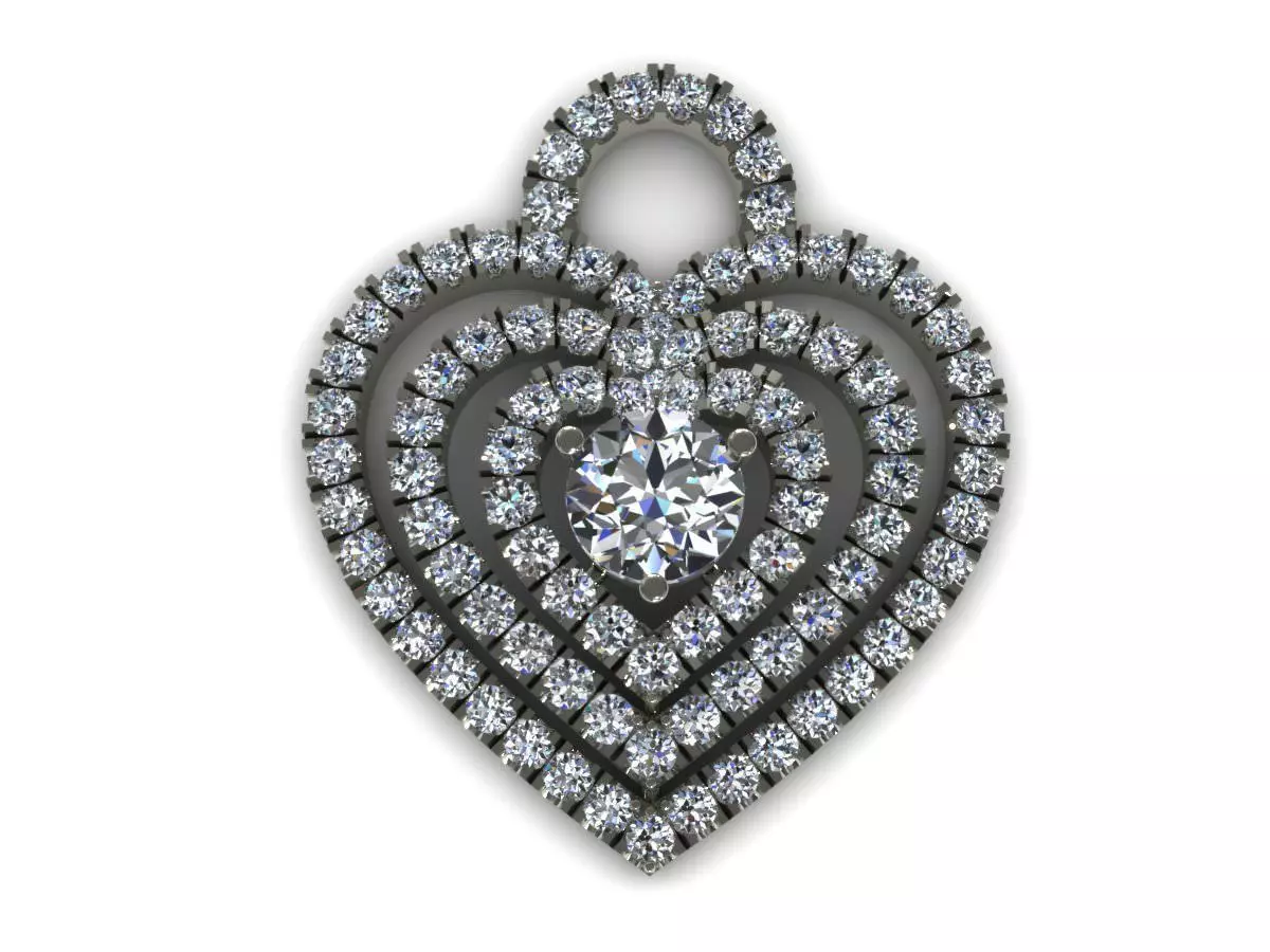 Diamond Heart Pendant 003 3D print model