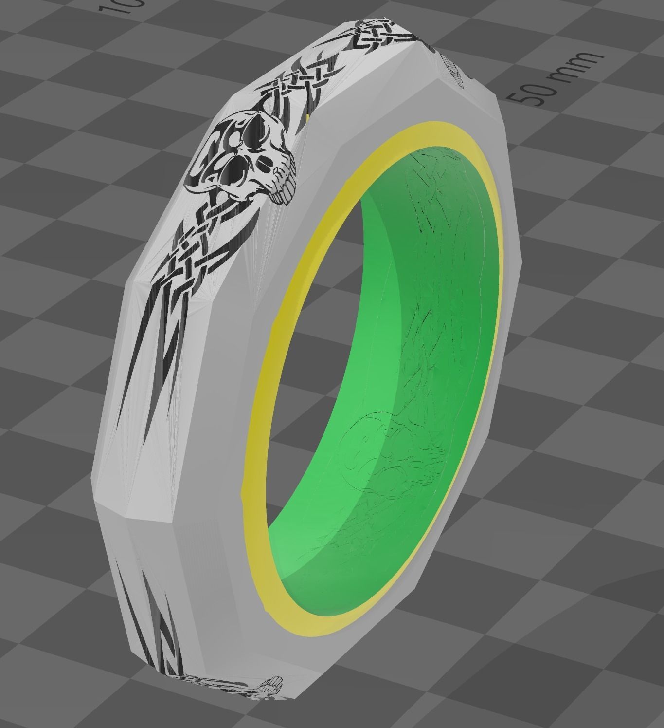 Tribal Skull Ring 3D print model_4