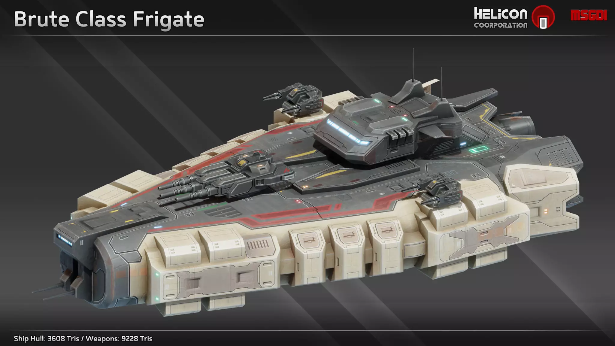 Brute Class Frigate Low-poly 3D model_0