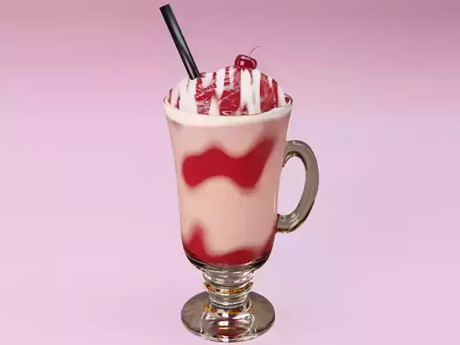 Classic Strawberry Milkshake with Chantilly and Cherry