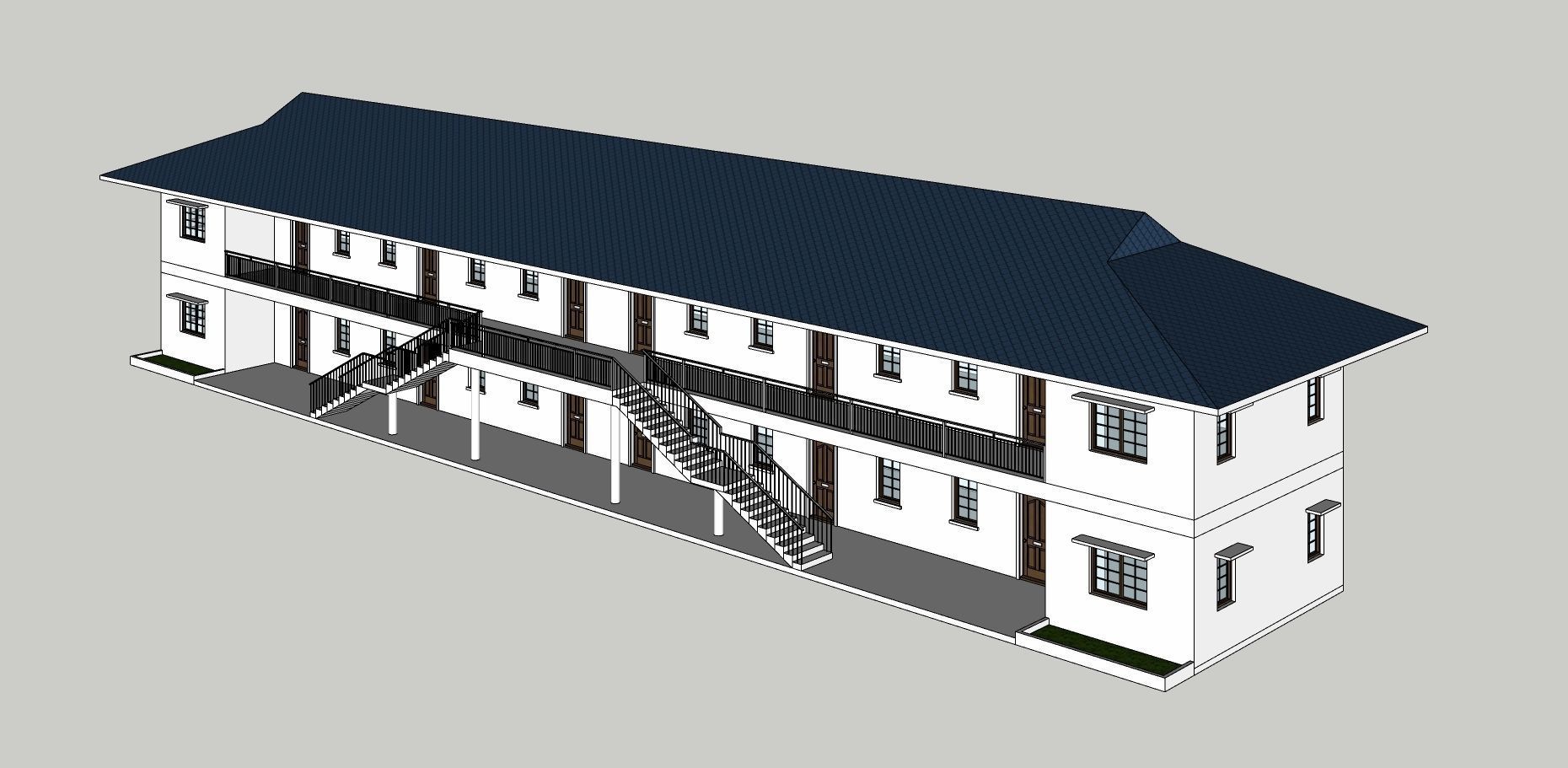 8 Unit Apartment Affordable Social Housing Building Architecture Low-poly 3D model_2