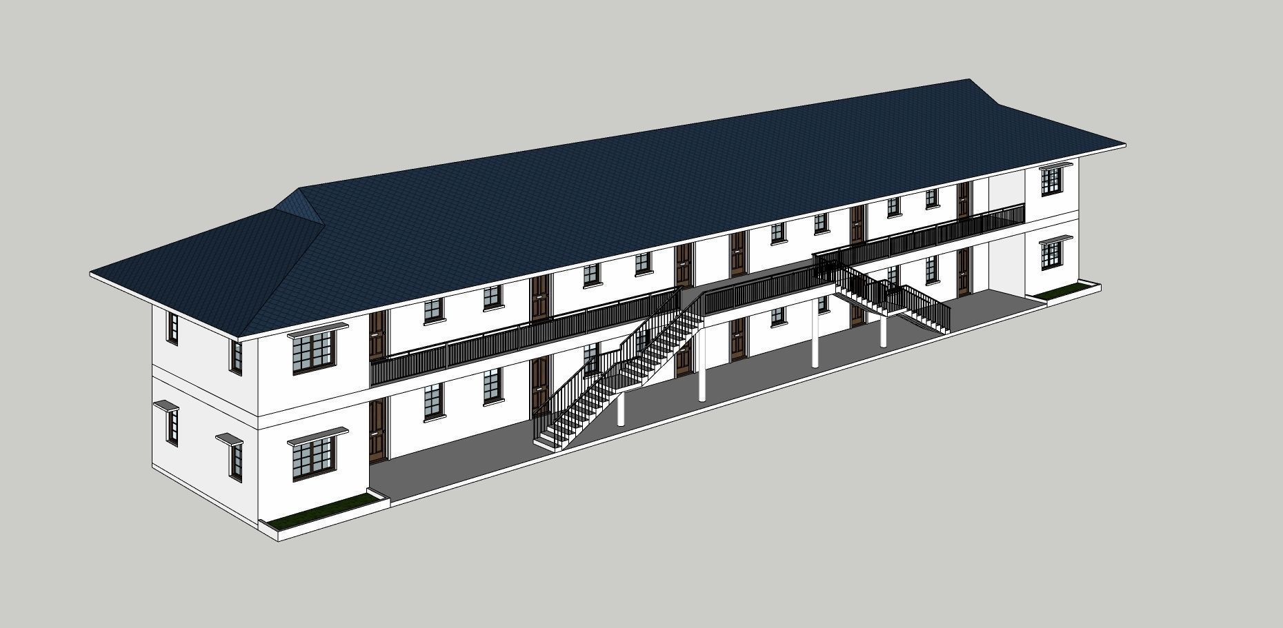 8 Unit Apartment Affordable Social Housing Building Architecture Low-poly 3D model_3