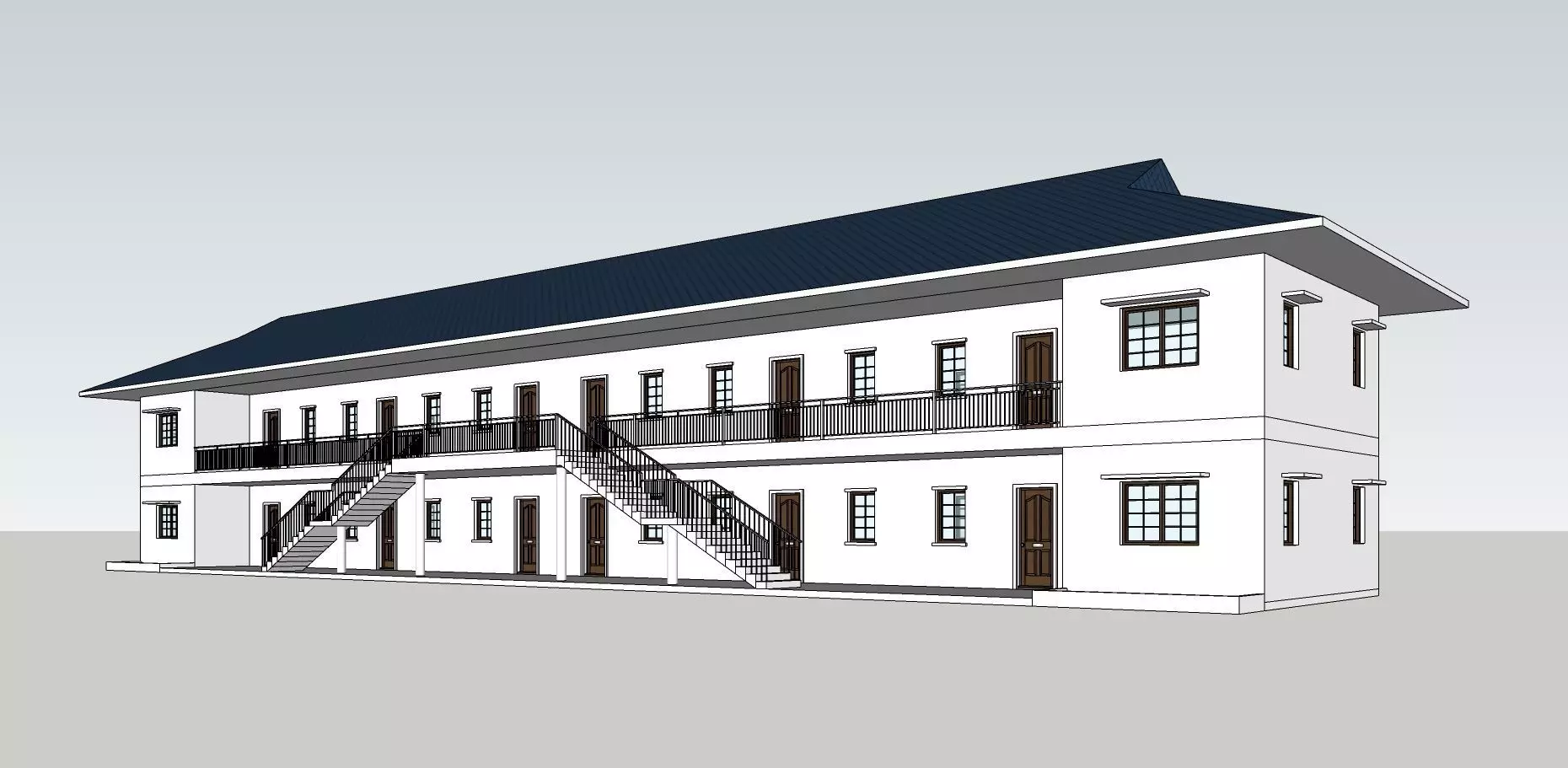 8 Unit Apartment Affordable Social Housing Building Architecture Low-poly 3D model_0