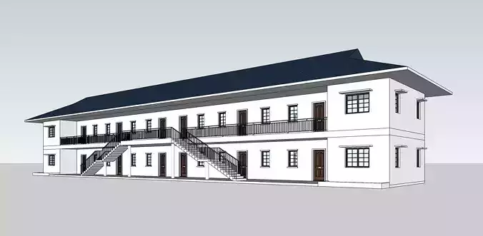 8 Unit Apartment Affordable Social Housing Building Architecture Low-poly 3D model