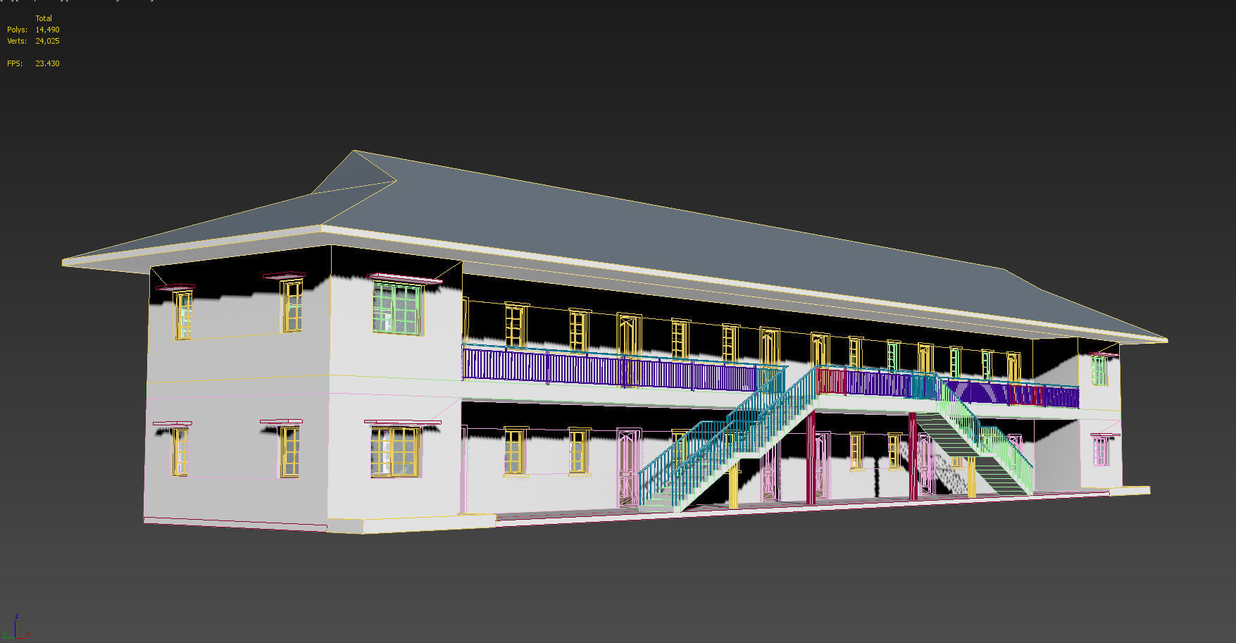 8 Unit Apartment Affordable Social Housing Building Architecture Low-poly 3D model_6