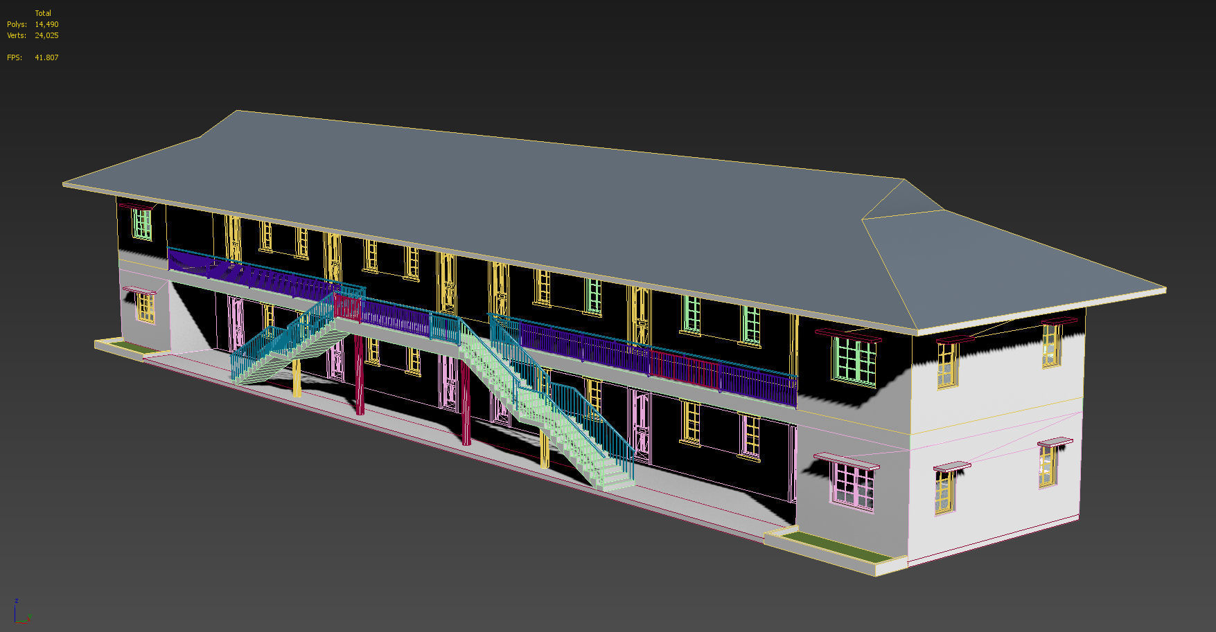 8 Unit Apartment Affordable Social Housing Building Architecture Low-poly 3D model_9