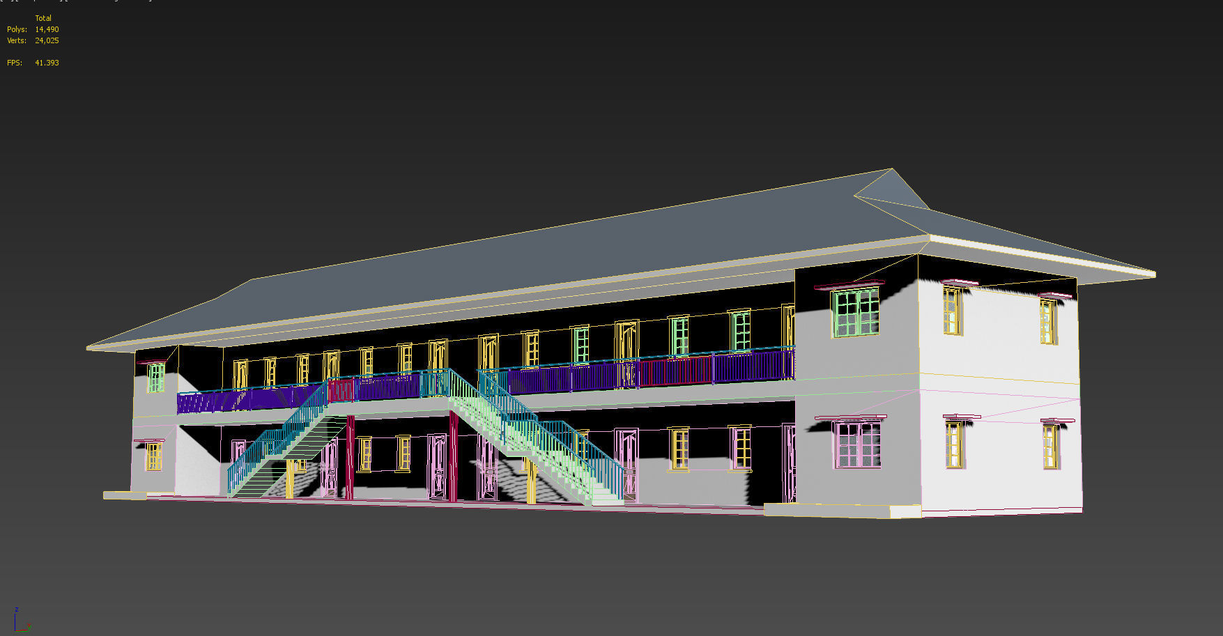 8 Unit Apartment Affordable Social Housing Building Architecture Low-poly 3D model_7