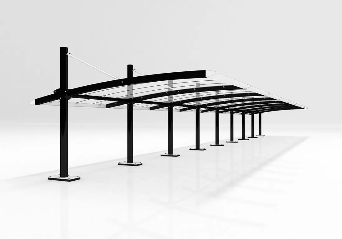 Covered parking 3D model_0
