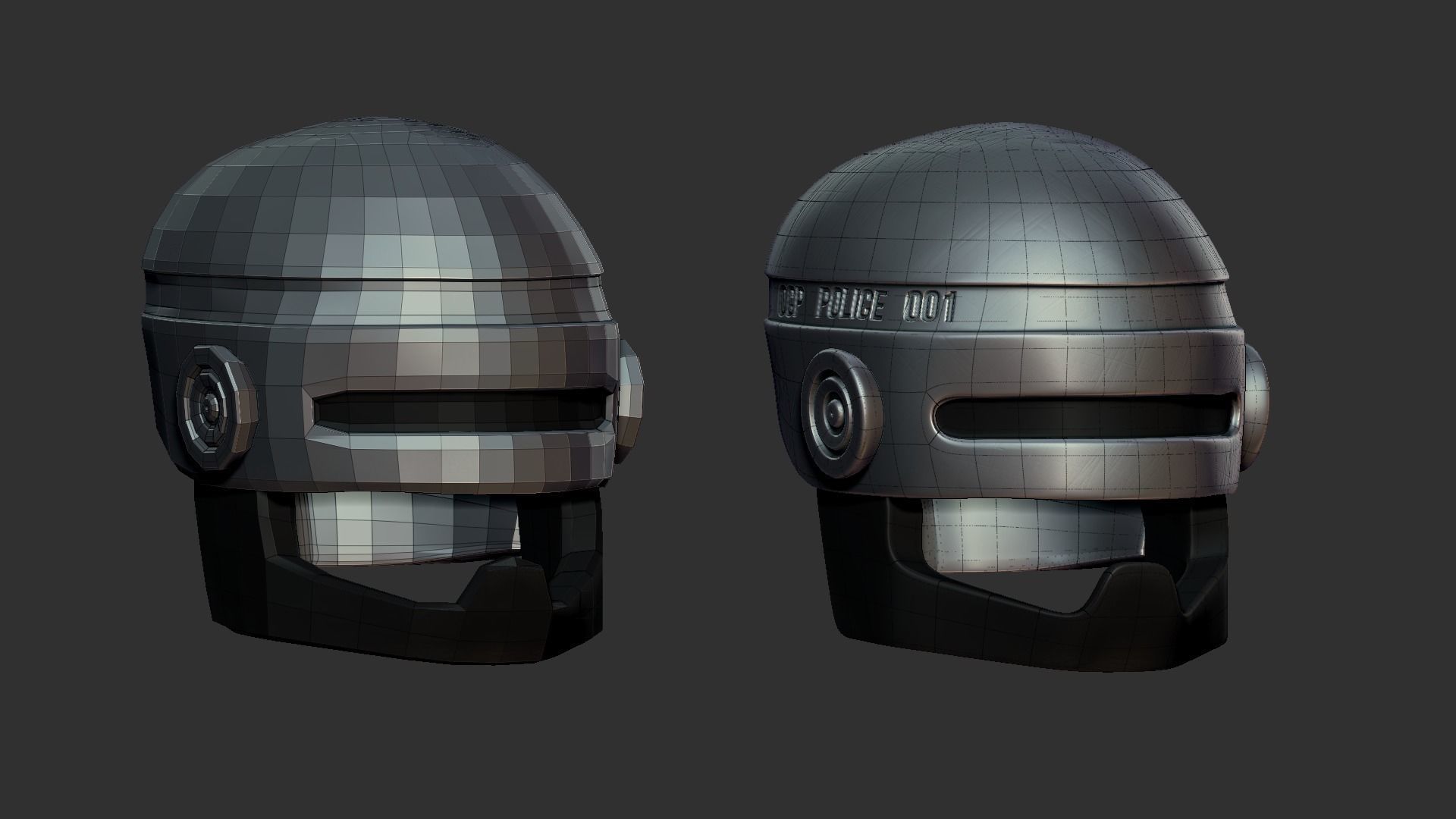 Robocop Classic Helmet - Sci-Fi Character Costume Low-poly 3D model_10